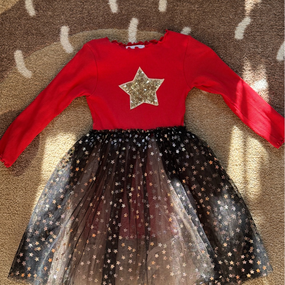 Red and Black Starry Kids Dress